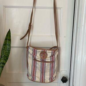 Tory Burch cloth purse with leather detail